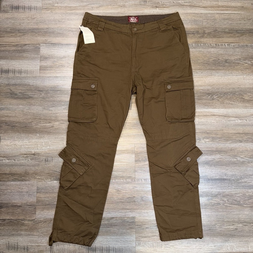 Match & Matchstick Cargo Pants Mens 40W x 31L Coffee Brown Casual Workwear